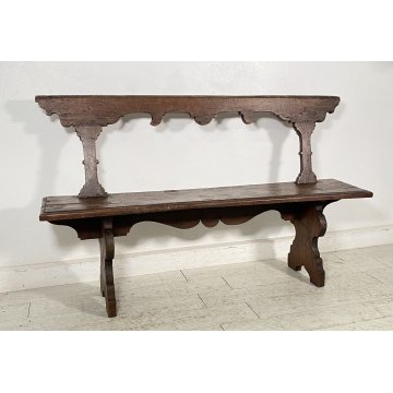 ANTICA PANCHINA LEGNO NOCE 1700 PANCA CHIESA EPOCA MOBILE ANTIQUARIATO BENCH OLD