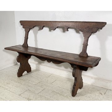 ANTICA PANCHINA LEGNO NOCE 1700 PANCA CHIESA EPOCA MOBILE ANTIQUARIATO BENCH OLD