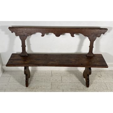 ANTICA PANCHINA LEGNO NOCE 1700 PANCA CHIESA EPOCA MOBILE ANTIQUARIATO BENCH OLD