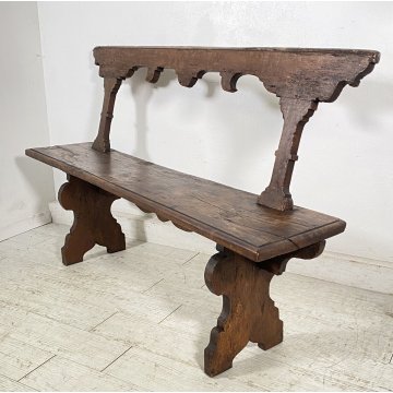 ANTICA PANCHINA LEGNO NOCE 1700 PANCA CHIESA EPOCA MOBILE ANTIQUARIATO BENCH OLD