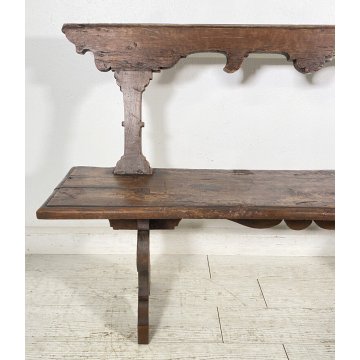 ANTICA PANCHINA LEGNO NOCE 1700 PANCA CHIESA EPOCA MOBILE ANTIQUARIATO BENCH OLD