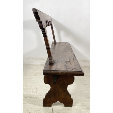 ANTICA PANCHINA LEGNO NOCE 1700 PANCA CHIESA EPOCA MOBILE ANTIQUARIATO BENCH OLD