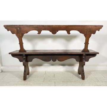 ANTICA PANCHINA LEGNO NOCE 1700 PANCA CHIESA EPOCA MOBILE ANTIQUARIATO BENCH OLD