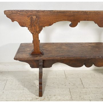 ANTICA PANCHINA LEGNO NOCE 1700 PANCA CHIESA EPOCA MOBILE ANTIQUARIATO BENCH OLD