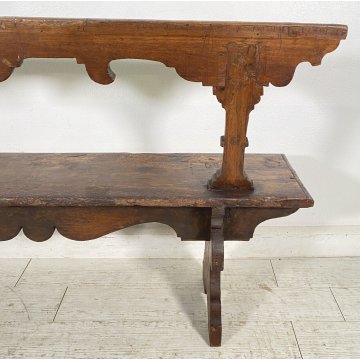 ANTICA PANCHINA LEGNO NOCE 1700 PANCA CHIESA EPOCA MOBILE ANTIQUARIATO BENCH OLD