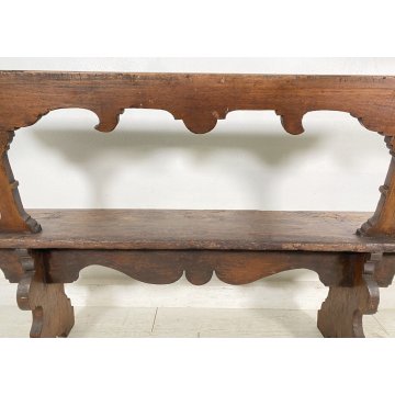 ANTICA PANCHINA LEGNO NOCE 1700 PANCA CHIESA EPOCA MOBILE ANTIQUARIATO BENCH OLD