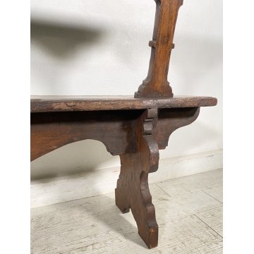 ANTICA PANCHINA LEGNO NOCE 1700 PANCA CHIESA EPOCA MOBILE ANTIQUARIATO BENCH OLD