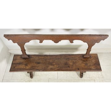 ANTICA PANCHINA LEGNO NOCE 1700 PANCA CHIESA EPOCA MOBILE ANTIQUARIATO BENCH OLD