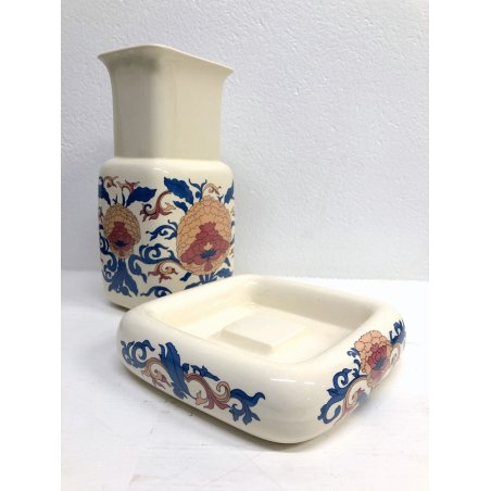 VASO E SVUOTATASCHE VINTAGE Irish Fine Earthenware Celtic  Floreale BLU ARANCIO