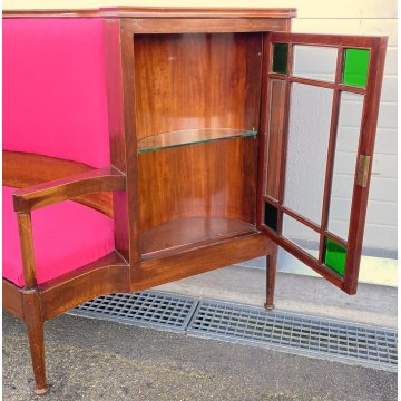 ANTICA BOISERIE INGLESE epoca 800 VETRINA DIVANO fagiolo ETAGERE CONSOLLE MOGANO