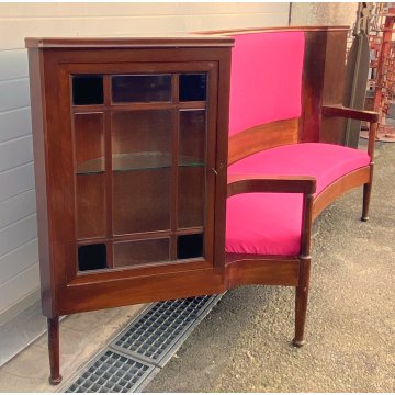 ANTICA BOISERIE INGLESE epoca 800 VETRINA DIVANO fagiolo ETAGERE CONSOLLE MOGANO