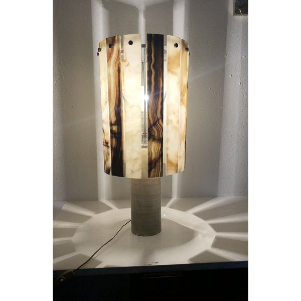 LAMPADA TAVOLO VINTAGE DESIGN MINIMALISTA MARMO ALABASTRO VERDE METALLO CROMATO