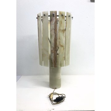 LAMPADA TAVOLO VINTAGE DESIGN MINIMALISTA MARMO ALABASTRO VERDE METALLO CROMATO