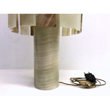 LAMPADA TAVOLO VINTAGE DESIGN MINIMALISTA MARMO ALABASTRO VERDE METALLO CROMATO