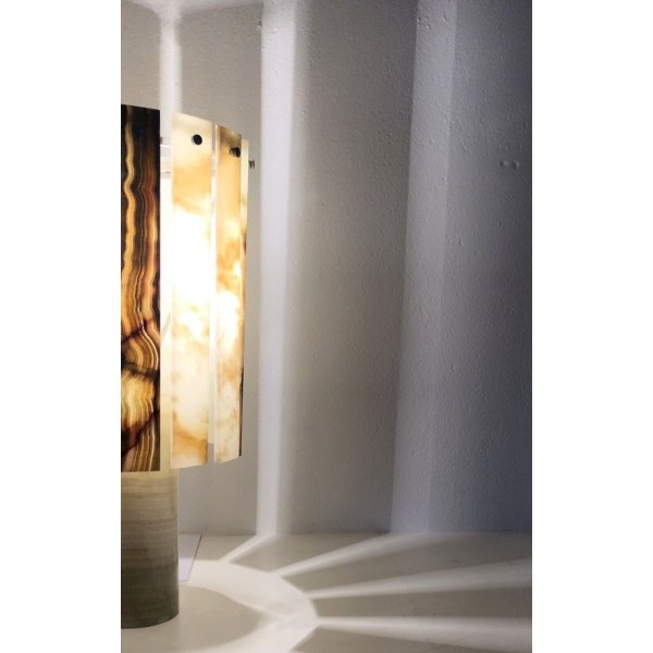 LAMPADA TAVOLO VINTAGE DESIGN MINIMALISTA MARMO ALABASTRO VERDE METALLO CROMATO