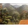 QUADRO OLIO Carignani Mario PAESAGGIO MONTANO ALPEGGIO CASCINE MONTAGNE 1953