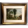 QUADRO OLIO Carignani Mario PAESAGGIO MONTANO ALPEGGIO CASCINE MONTAGNE '900
