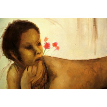 QUADRO DIPINTO OLIO TELA Luciano Lutring RITRATTO FIGURA NUDO FEMMINILE 1986