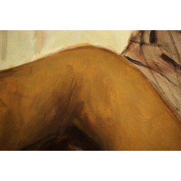 QUADRO DIPINTO OLIO TELA Luciano Lutring RITRATTO FIGURA NUDO FEMMINILE 1986