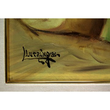 QUADRO DIPINTO OLIO TELA Luciano Lutring RITRATTO FIGURA NUDO FEMMINILE 1986