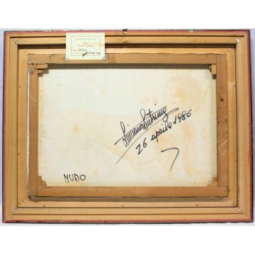 QUADRO DIPINTO OLIO TELA Luciano Lutring RITRATTO FIGURA NUDO FEMMINILE 1986