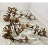 COPPIA ANTICHE APPLIQUE FERRO BATTUTO 1800 FOGLIE ORO 7 LUCI LAMPADA PARETE OLD