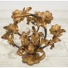 COPPIA ANTICHE APPLIQUE FERRO BATTUTO 1800 FOGLIE ORO 7 LUCI LAMPADA PARETE OLD