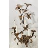 COPPIA ANTICHE APPLIQUE FERRO BATTUTO 1800 FOGLIE ORO 7 LUCI LAMPADA PARETE OLD
