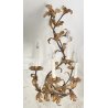 COPPIA ANTICHE APPLIQUE FERRO BATTUTO 1800 FOGLIE ORO 7 LUCI LAMPADA PARETE OLD
