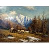 GRANDE QUADRO OLIO M. Mangiarini PAESAGGIO MONTANO PASCOLO AUTUNNALE P. Scheggia