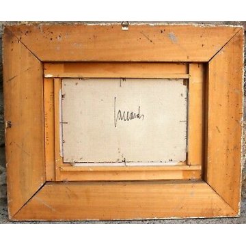 QUADRO DIPINTO Carlo Saccadi OLIO TAVOLA NEVE PAESAGGIO ASTRATTO '900 CORNICE  