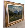 QUADRO OLIO M. Mangiarini PAESAGGIO MONTANO MACUGNAGA Chiesa vecchia a Dorf 1994
