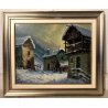 QUADRO DIPINTO OLIO M. Mangiarini PAESAGGIO MONTANO MACUGNAGA "Dopo la nevicata"