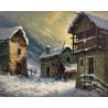 QUADRO DIPINTO OLIO M. Mangiarini PAESAGGIO MONTANO MACUGNAGA "Dopo la nevicata"