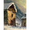 QUADRO DIPINTO OLIO M. Mangiarini PAESAGGIO MONTANO MACUGNAGA "Dopo la nevicata"