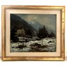 QUADRO OLIO Walter Bossone PAESAGGIO INVERNALE Valle Anzasca BAITE Walser NEVE