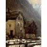 QUADRO OLIO Walter Bossone PAESAGGIO INVERNALE Valle Anzasca BAITE Walser NEVE