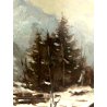 QUADRO OLIO Walter Bossone PAESAGGIO INVERNALE Valle Anzasca BAITE Walser NEVE