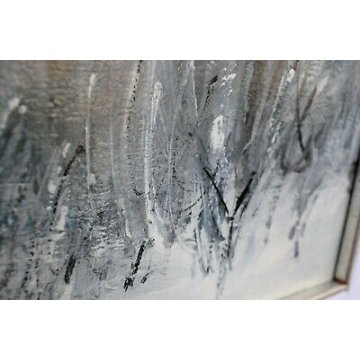 QUADRO DIPINTO Carlo Saccadi OLIO TAVOLA NEVE PAESAGGIO ASTRATTO '900 CORNICE  