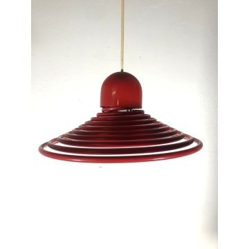 LAMPADARIO OPTICAL LAMPADA SOSPENSIONE VINTAGE SPIRALE ROSSO RED SPIRAL LAMP 80s