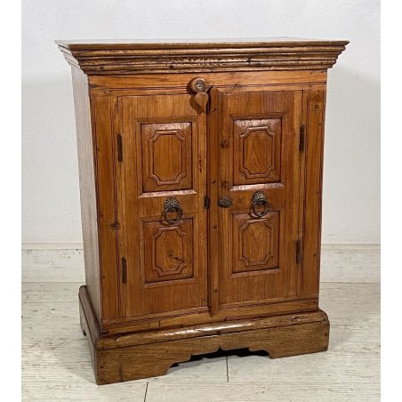 ANTICO COMODINO CREDENZA PRIMI 1900 LEGNO TEAK PICCOLO ARMADIO ETNICO RUSTICO