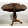 ANTICO TAVOLINO ROTONDO DA FUMO IMPERO CARLO X LEGNO DI NOCE DEL 1800 SALOTTO