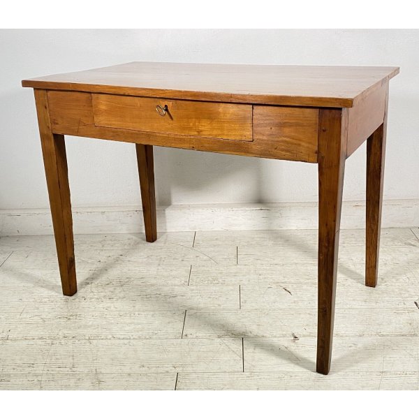 ANTICO TAVOLO SCRIVANIA RETTANGOLARE INTARSIATO LEGNO CILIEGIO 1800 
