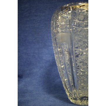 ANTICO VASO CRISTALLO di BOEMIA MOLATO '900 OLD VASE BOHEMIAN CRYSTAL GLASS  