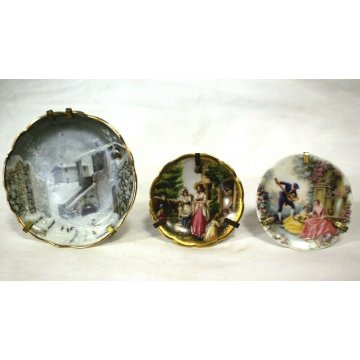 SET 3 PICCOLI PIATTI DECORATIVI Limoges MINIATURE DIPINTE piattini parata mignon