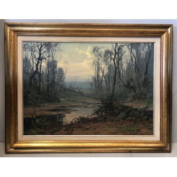 QUADRO DIPINTO PAESAGGIO ARTINO GIROLDI "Sera al torrente" INVORIO LAGO MAGGIORE