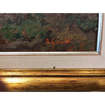 QUADRO DIPINTO PAESAGGIO ARTINO GIROLDI "Sera al torrente" INVORIO LAGO MAGGIORE