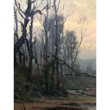 QUADRO DIPINTO PAESAGGIO ARTINO GIROLDI "Sera al torrente" INVORIO LAGO MAGGIORE