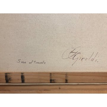 QUADRO DIPINTO PAESAGGIO ARTINO GIROLDI "Sera al torrente" INVORIO LAGO MAGGIORE