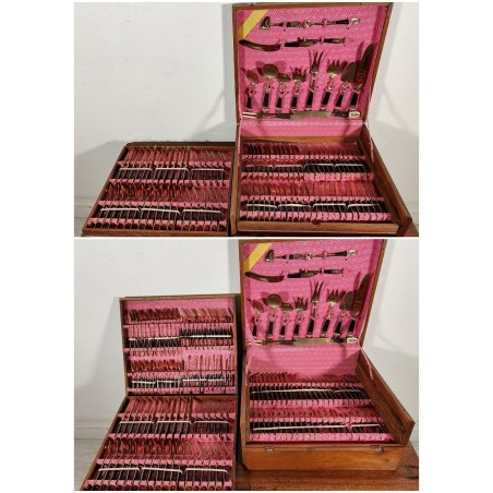 SIAM servizio 12p. SET POSATE DORATO 146pz Forchetta Coltello Cucchiaio VALIGIA